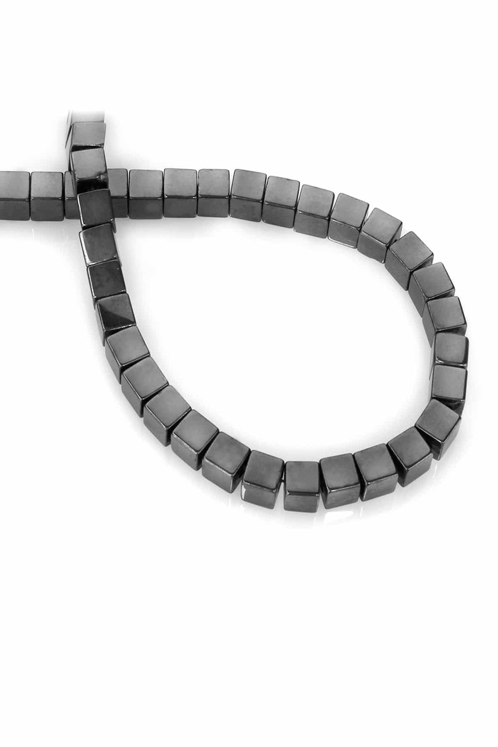 Hematite Natural Stone Shiny Smoked Cube Cut 6x6mm String Of Beads