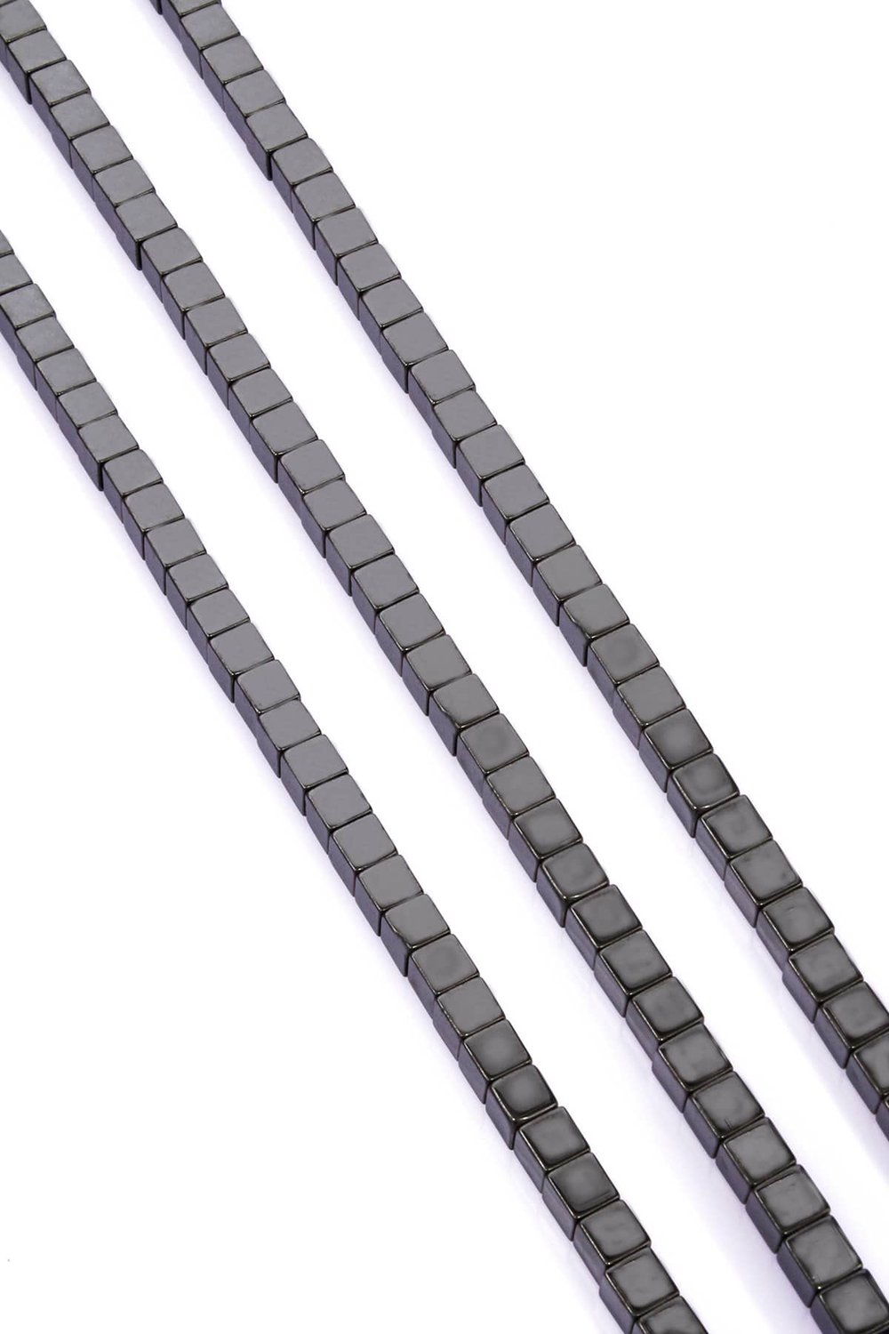 Hematite Natural Stone Shiny Smoked Cube Cut 6x6mm String Of Beads