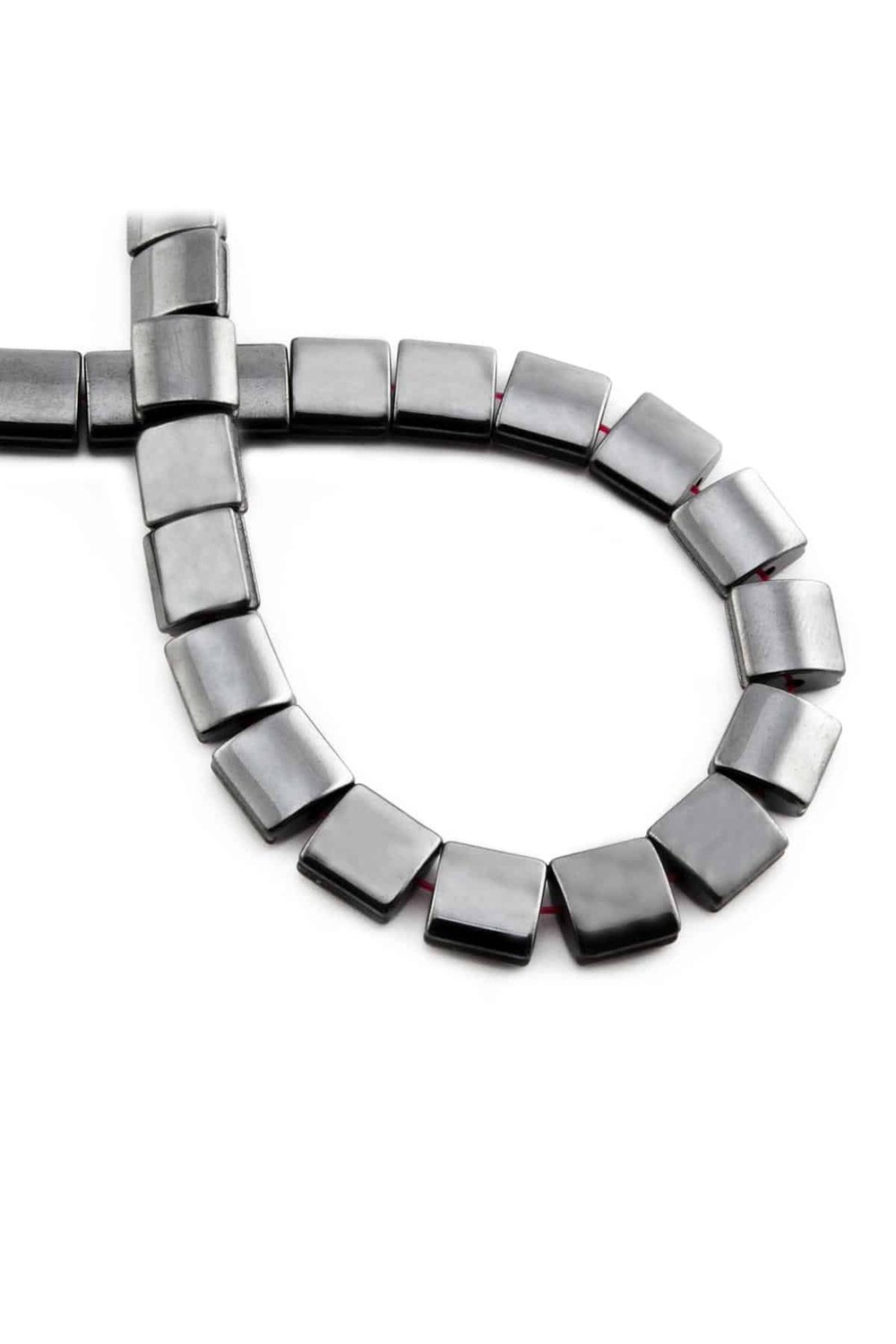 Hematite Natural Stone Shiny Smoked Flat Square Cut 10x10mm String Of Beads