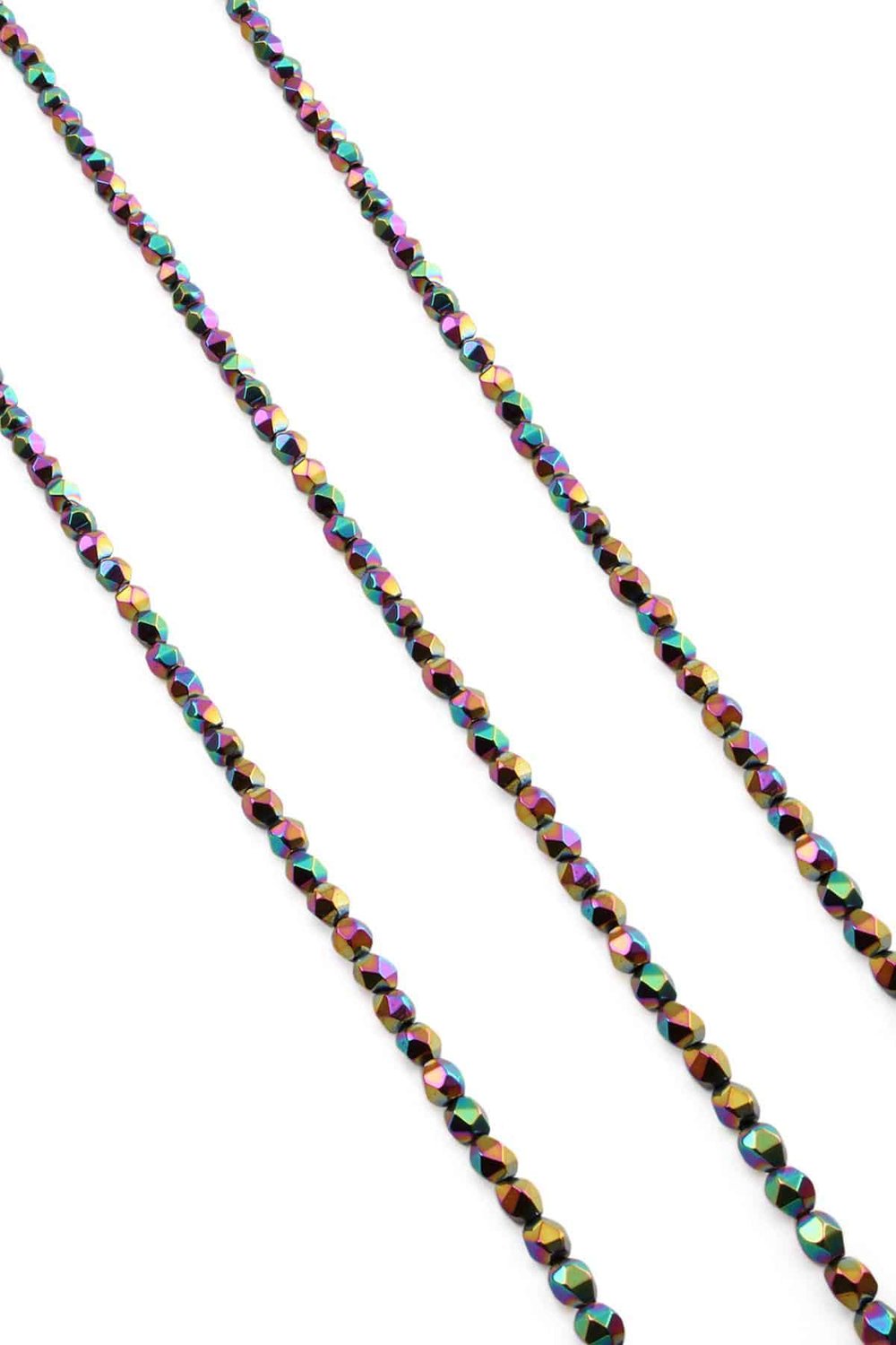 Hematit Taşı Hegzagonal Kesim Parlak Gökkuşağı 4x4mm Doğal Taş Dizi