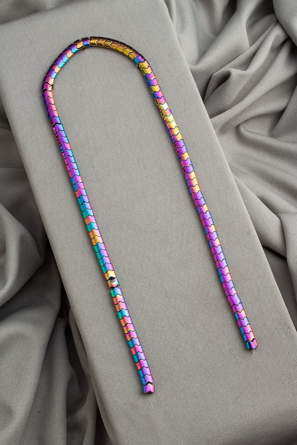 Hematit Doğal Taş Parlak Gökkuşağı 6x4mm Dizi