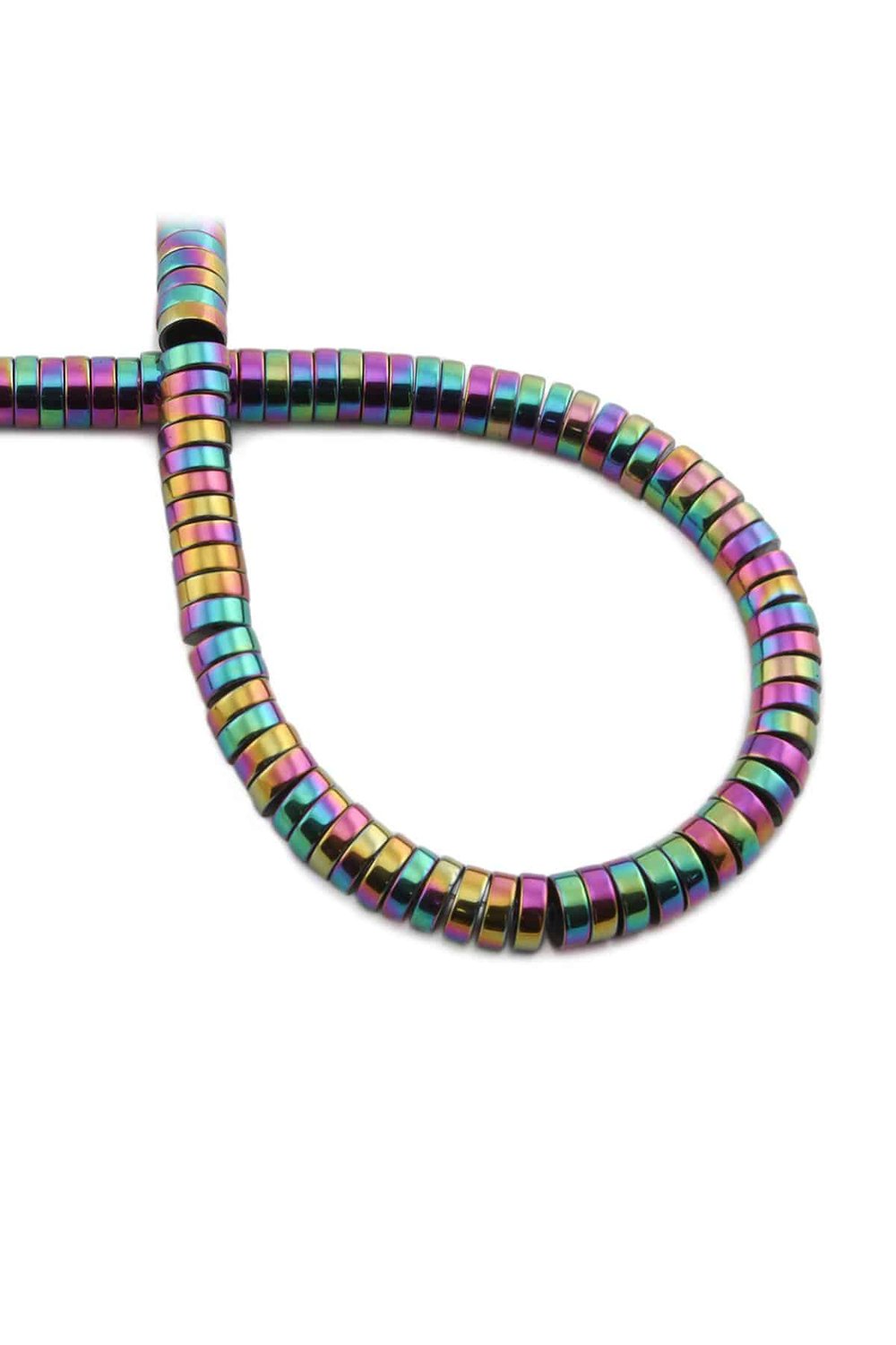 Hematite Natural Stone Shiny Rainbow Circle Cut 6x2mm String Of Beads