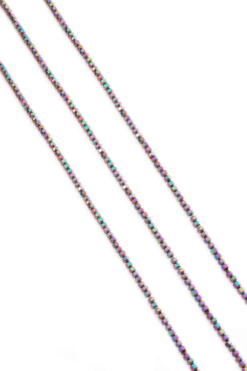 Hematite Natural Stone Shiny Rainbow Special Cut 2x2mm String Of Beads