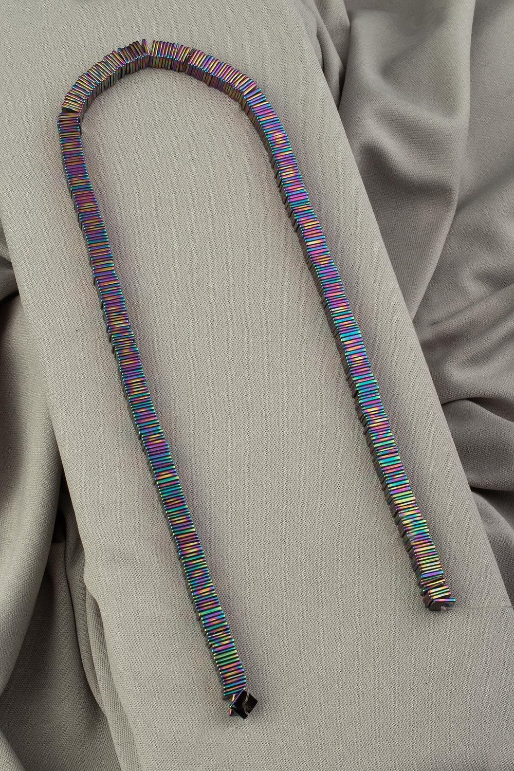 Hematit Doğal Taş Parlak Gökkuşağı Rondela Kesim 6x1mm Dizi [AA]