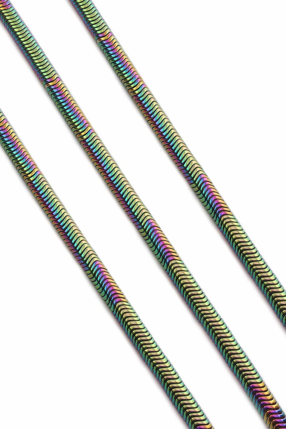 Hematit Taşı Dalgalı Kesim Parlak Gökkuşağı 6x1mm Doğal Taş Dizi
