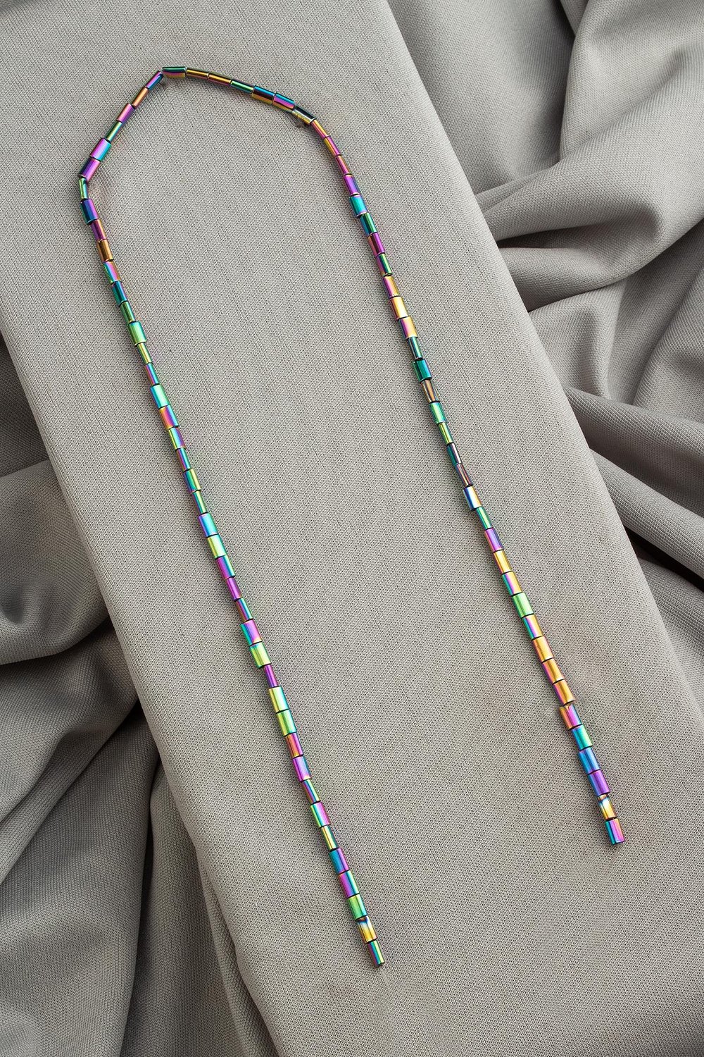 Hematit Doğal Taş Parlak Gökkuşağı Silindir Kesim 3x5mm Dizi [AA]