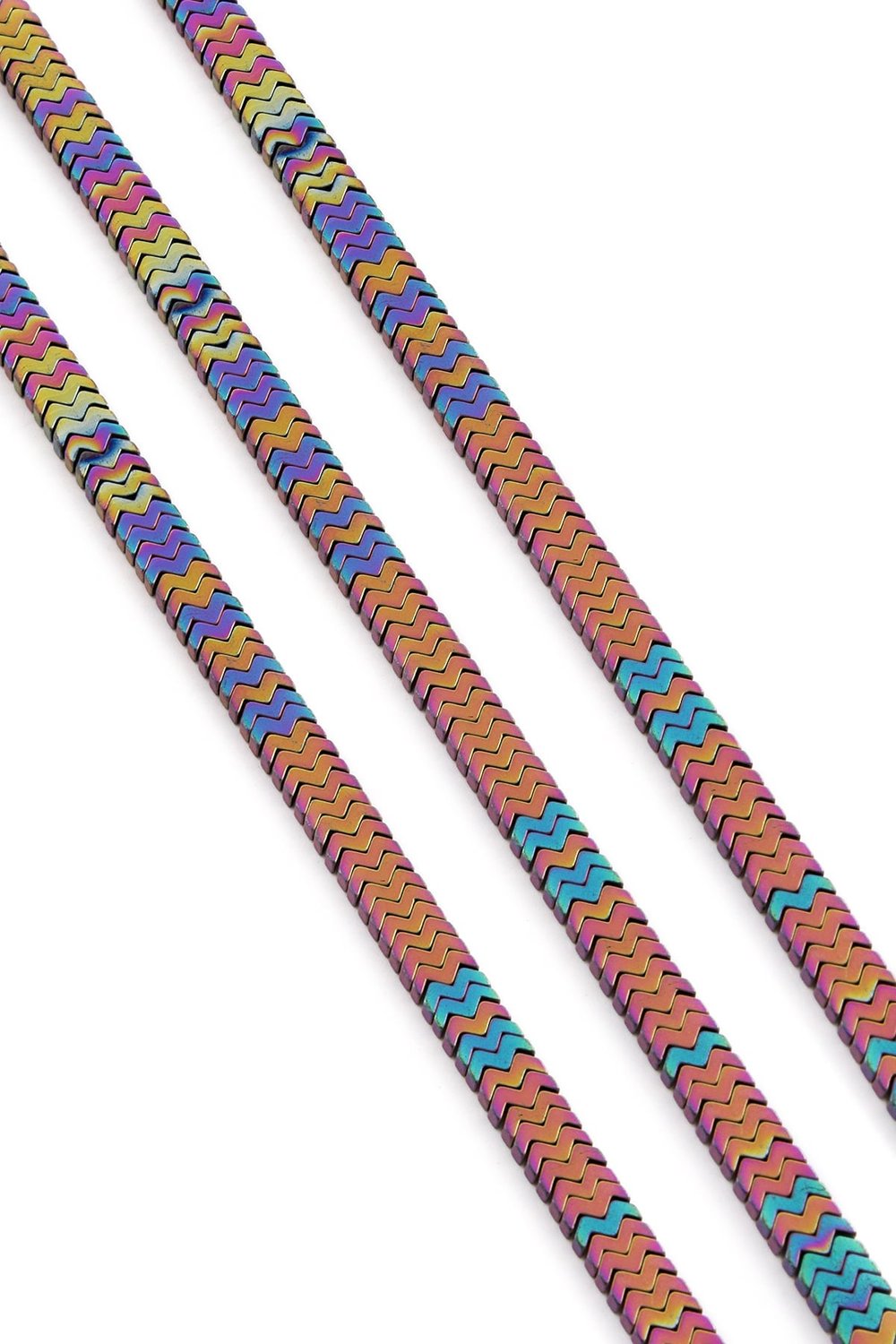 Hematite Natural Stone Shiny Rainbow Bat Cut 7x1mm String Of Beads