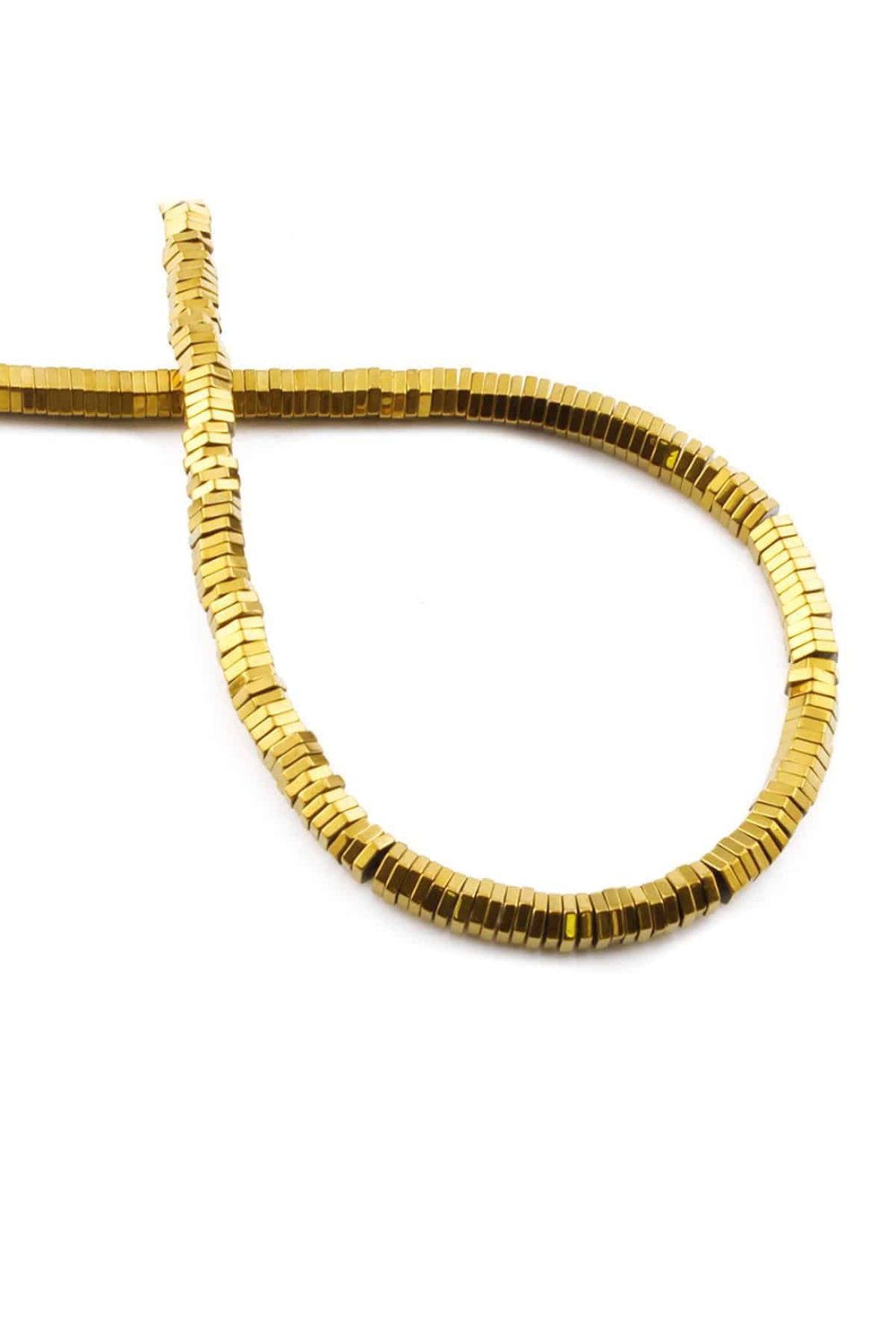 Hematite Natural Stone Shiny Gold 4x1M String Of Beads