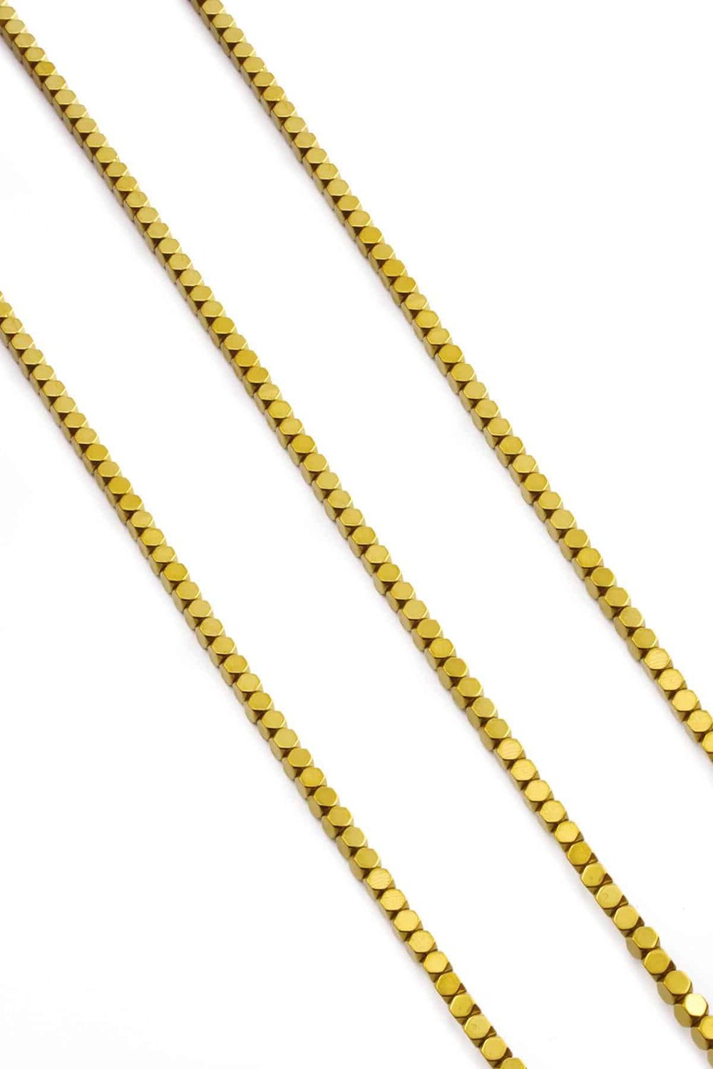 Hematite Natural Stone Shiny Gold 4x4mm String Of Beads