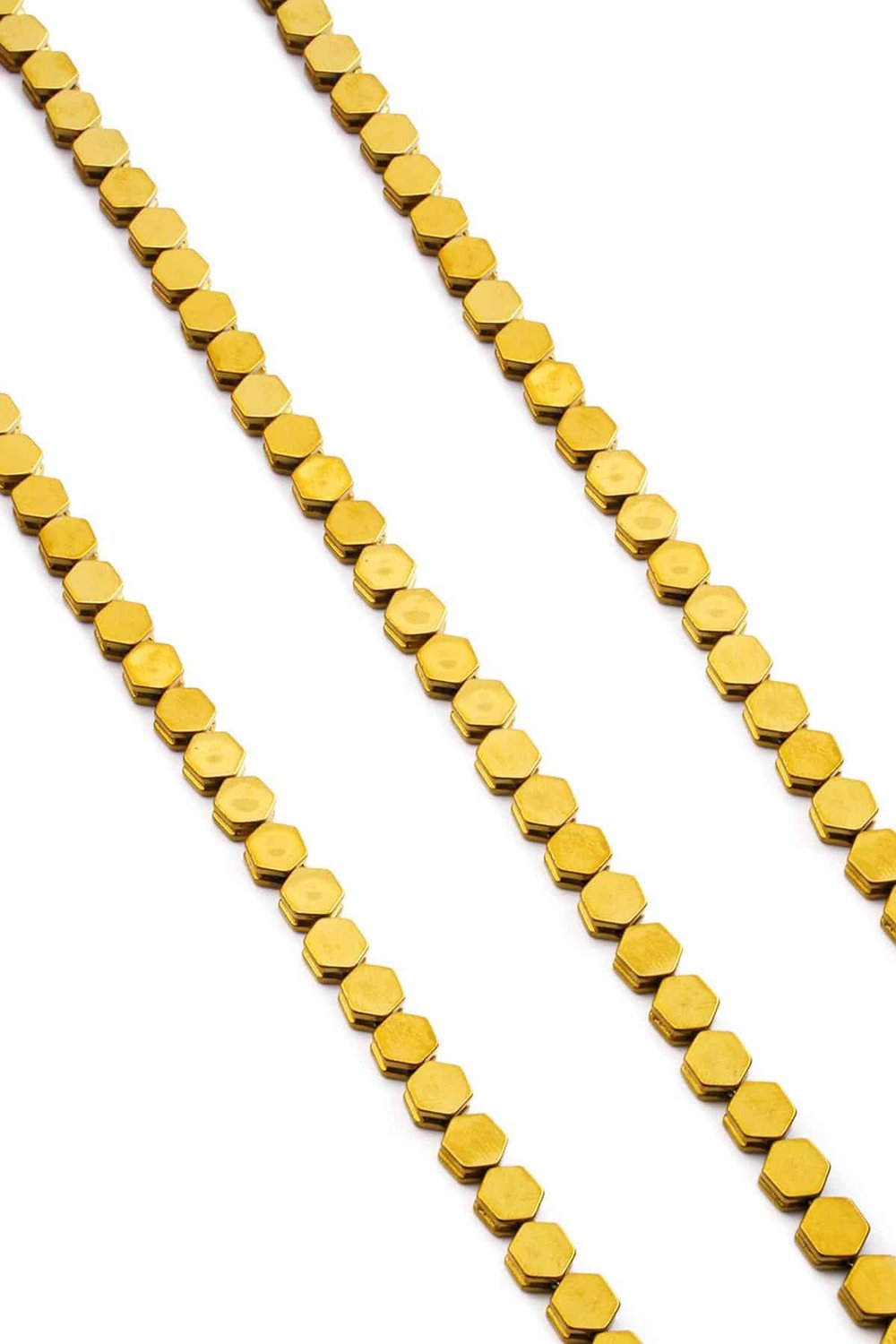 Hematit Taşı Altıgen Kesim Parlak Gold 5x5mm Doğal Taş Dizi