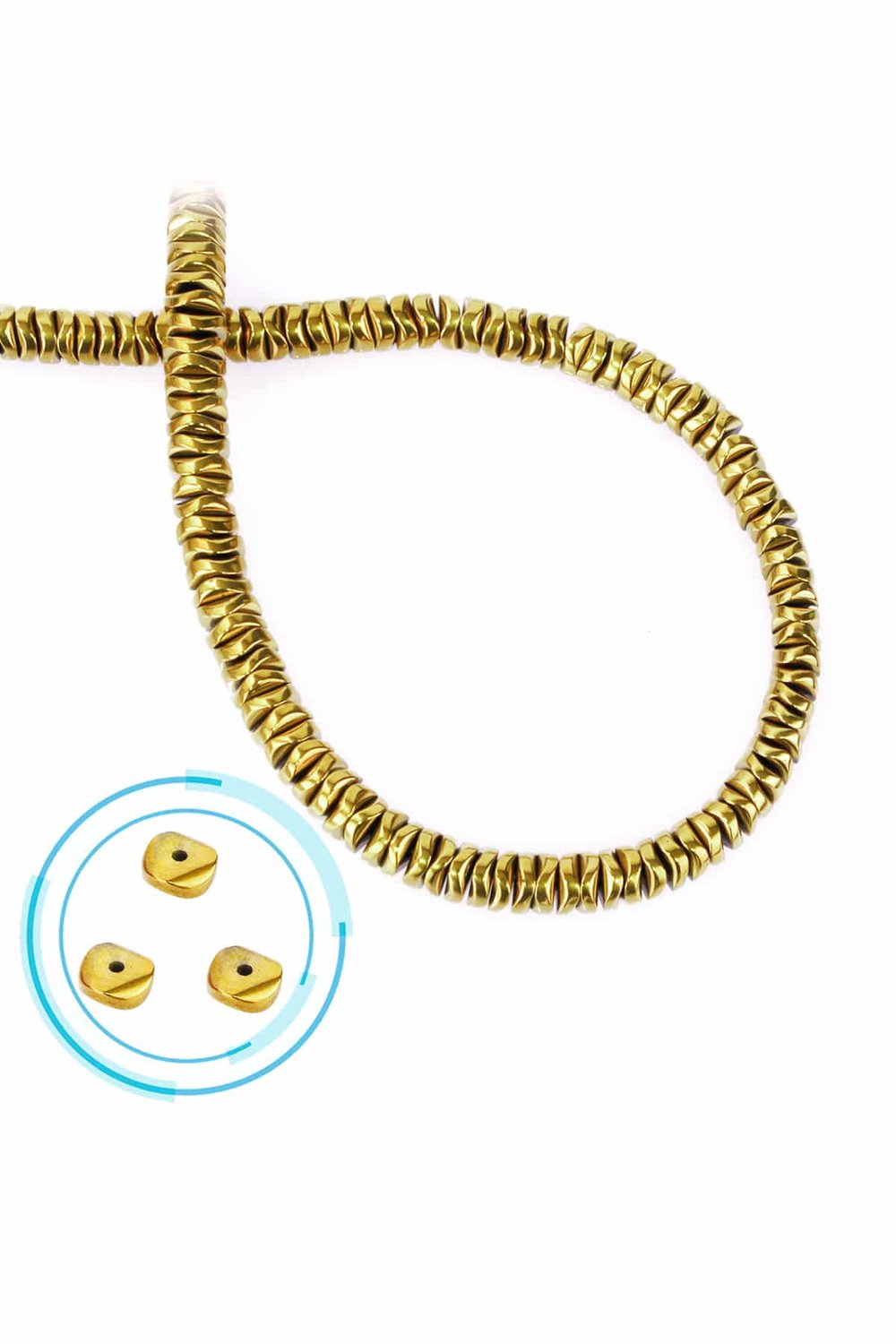 Hematit Taşı Rondela Kesim Parlak Gold 6x1mm Doğal Taş Dizi