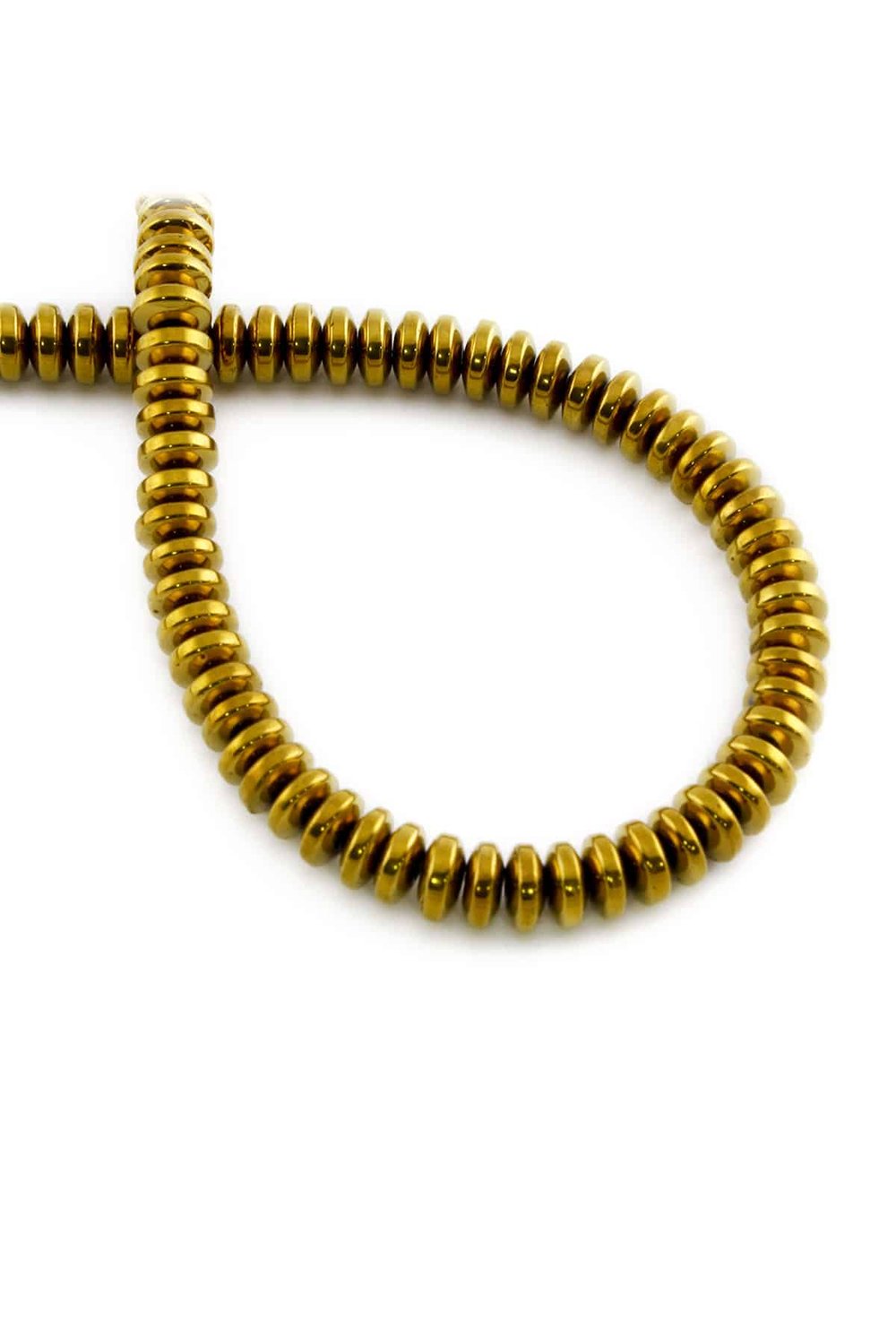 Hematit Taşı Rondela Kesim Parlak Gold 6x3mm Doğal Taş Dizi