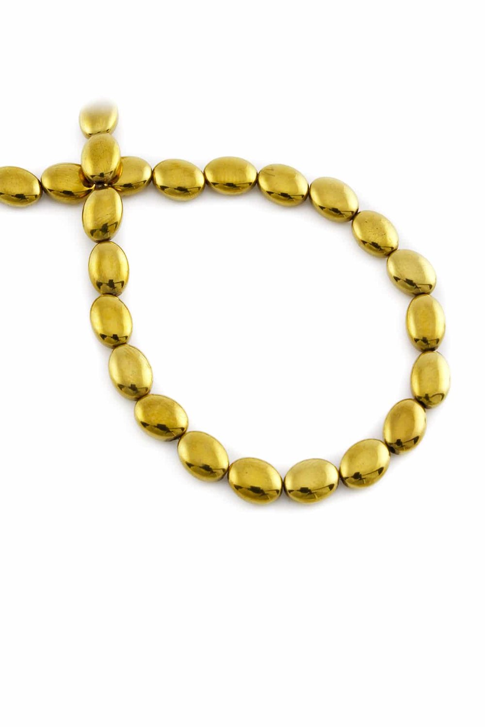 Hematit Taşı Bombeli Kesim Parlak Gold 6x8mm Doğal Taş Dizi