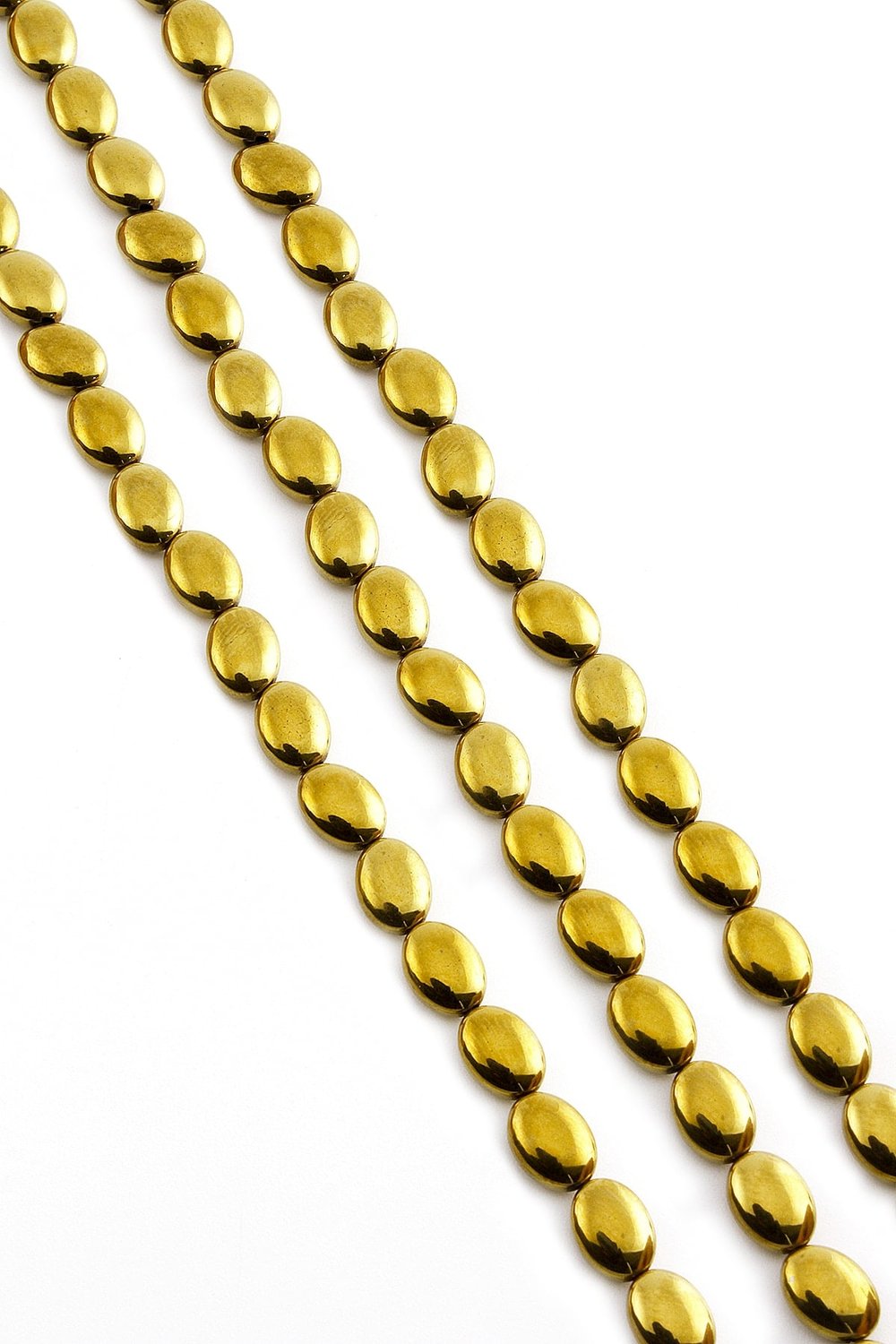 Hematit Taşı Bombeli Kesim Parlak Gold 6x8mm Doğal Taş Dizi