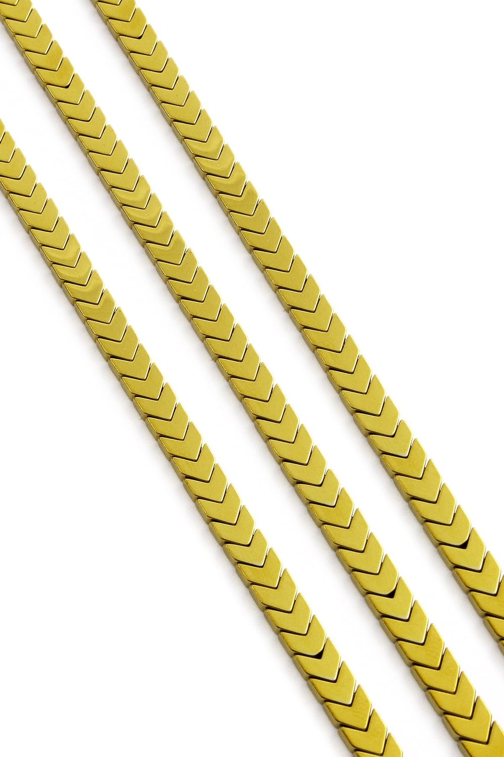 Hematit Taşı Çavuş Kesim Parlak Gold 6x3mm Doğal Taş Dizi