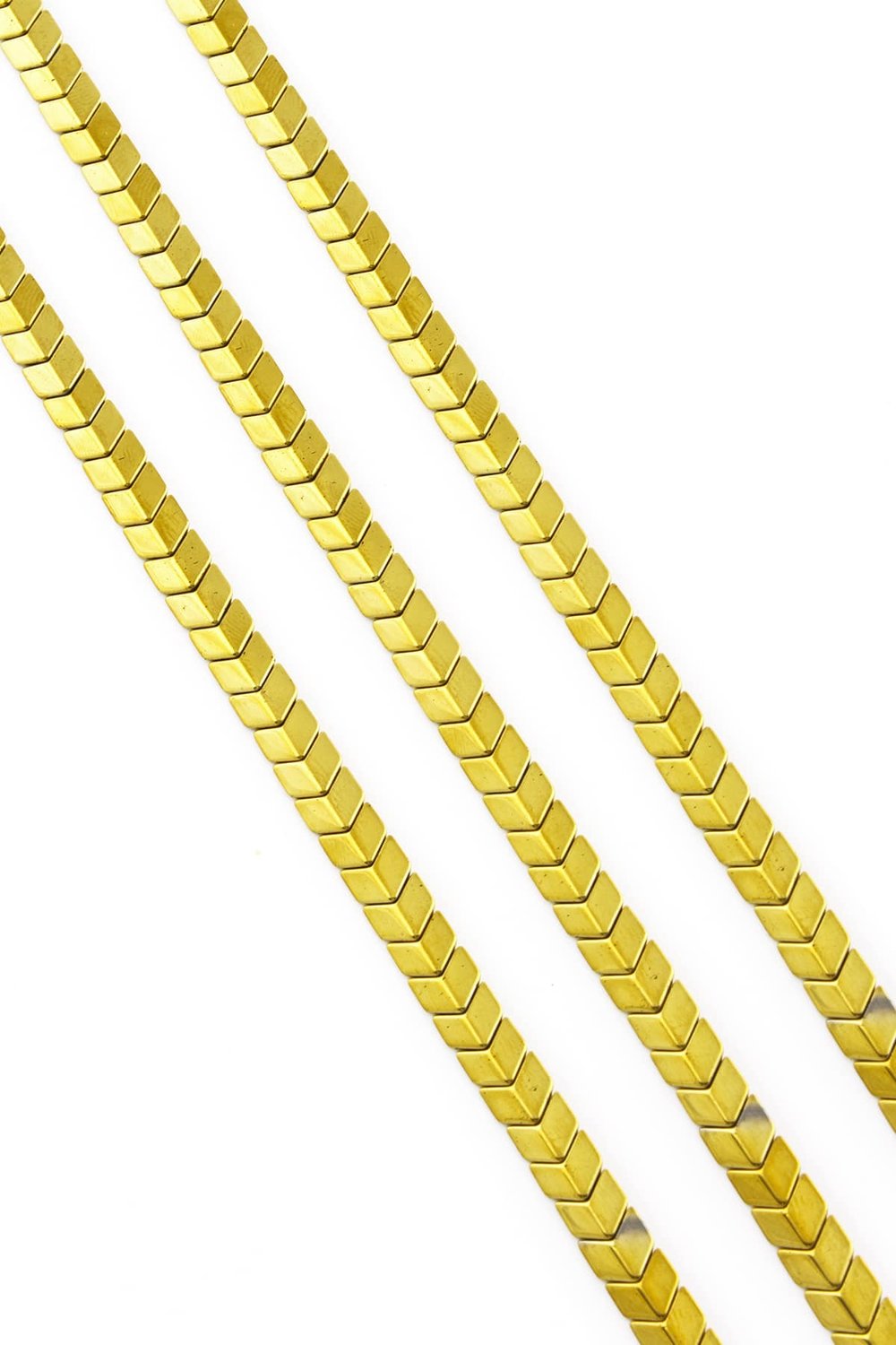 Hematite Natural Stone Shiny Gold Sergeant Cut 6x3mm String Of Beads