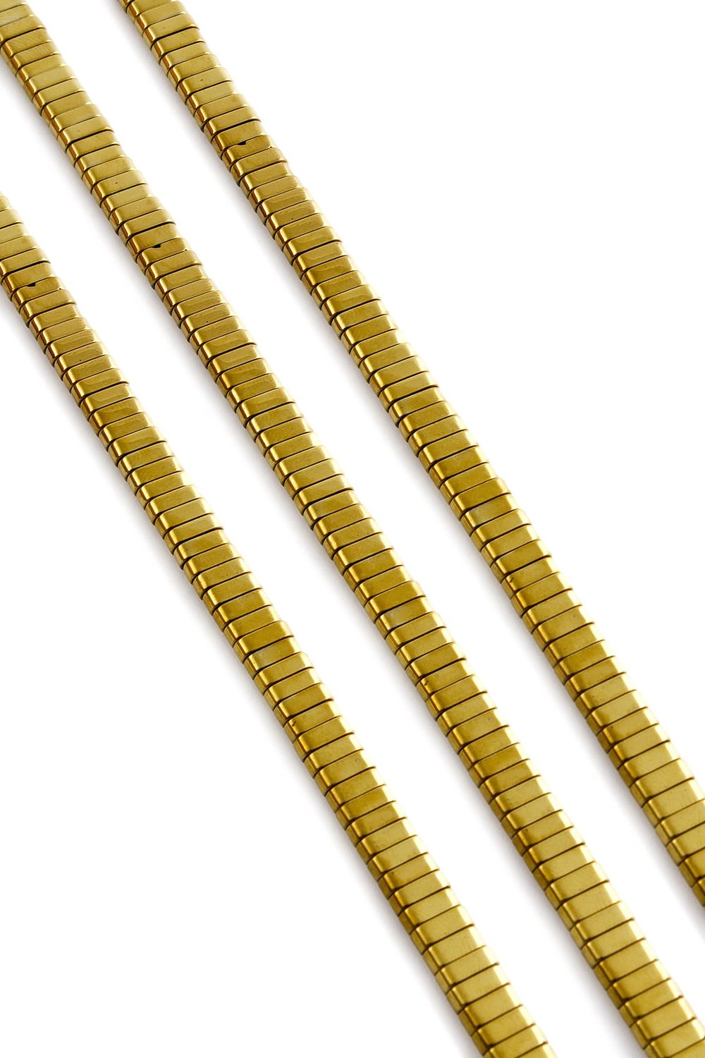 Hematite Natural Stone Shiny Gold Double Hole 6x2mm String Of Beads