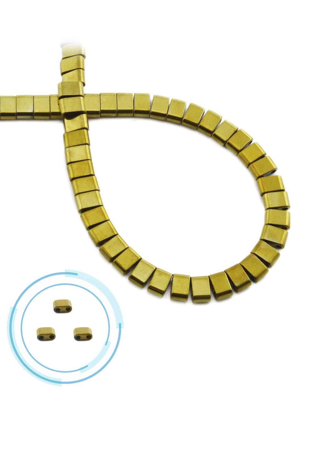 Hematit Taşı Yassı Kesim Parlak Gold 6x4mm Doğal Taş Dizi