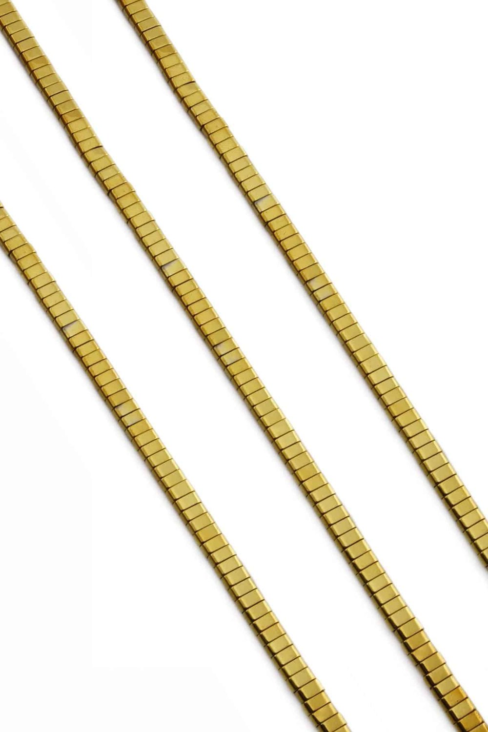 Hematite Natural Stone Shiny Gold Double Hole 4x2mm String Of Beads