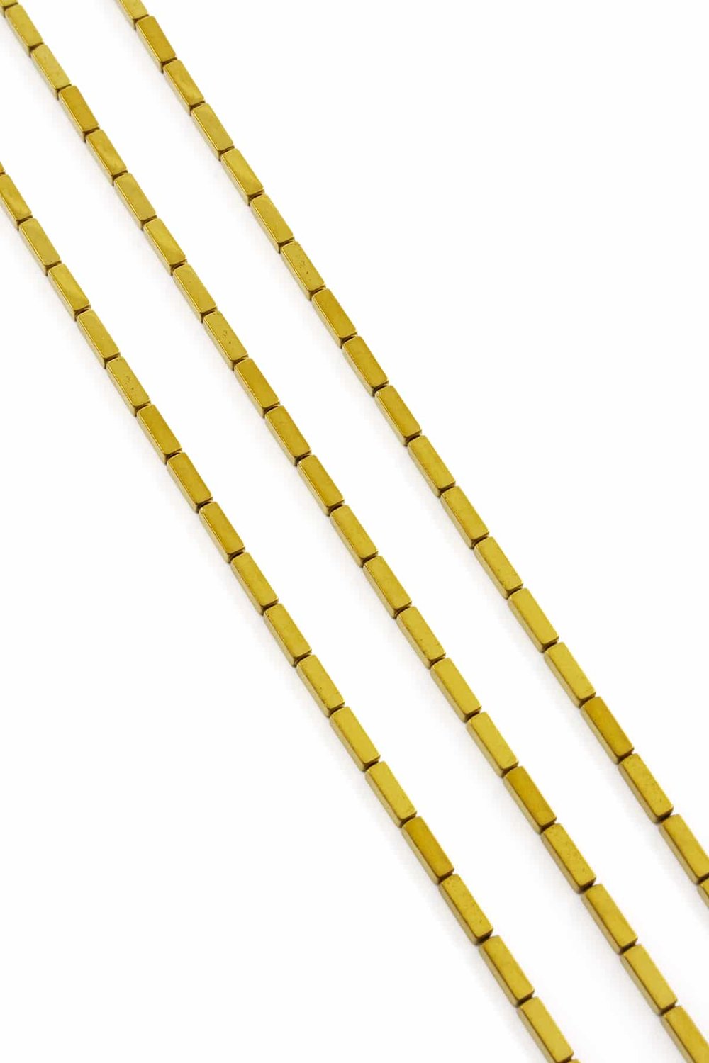 Hematit Taşı Dikdörtgen Kesim Parlak Gold 2x6mm Doğal Taş Dizi