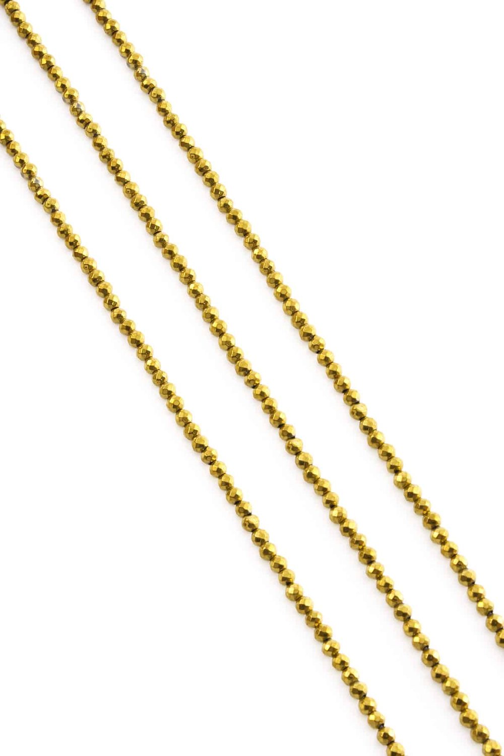 Hematite Natural Stone Shiny Gold Facet Cut 3mm String Of Beads