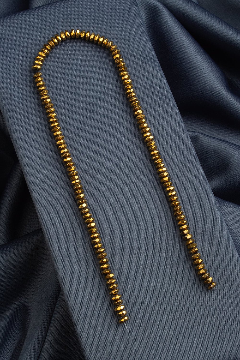 Hematit Doğal Taş Parlak Gold Fasetli Rondela Kesim 6x3mm Dizi