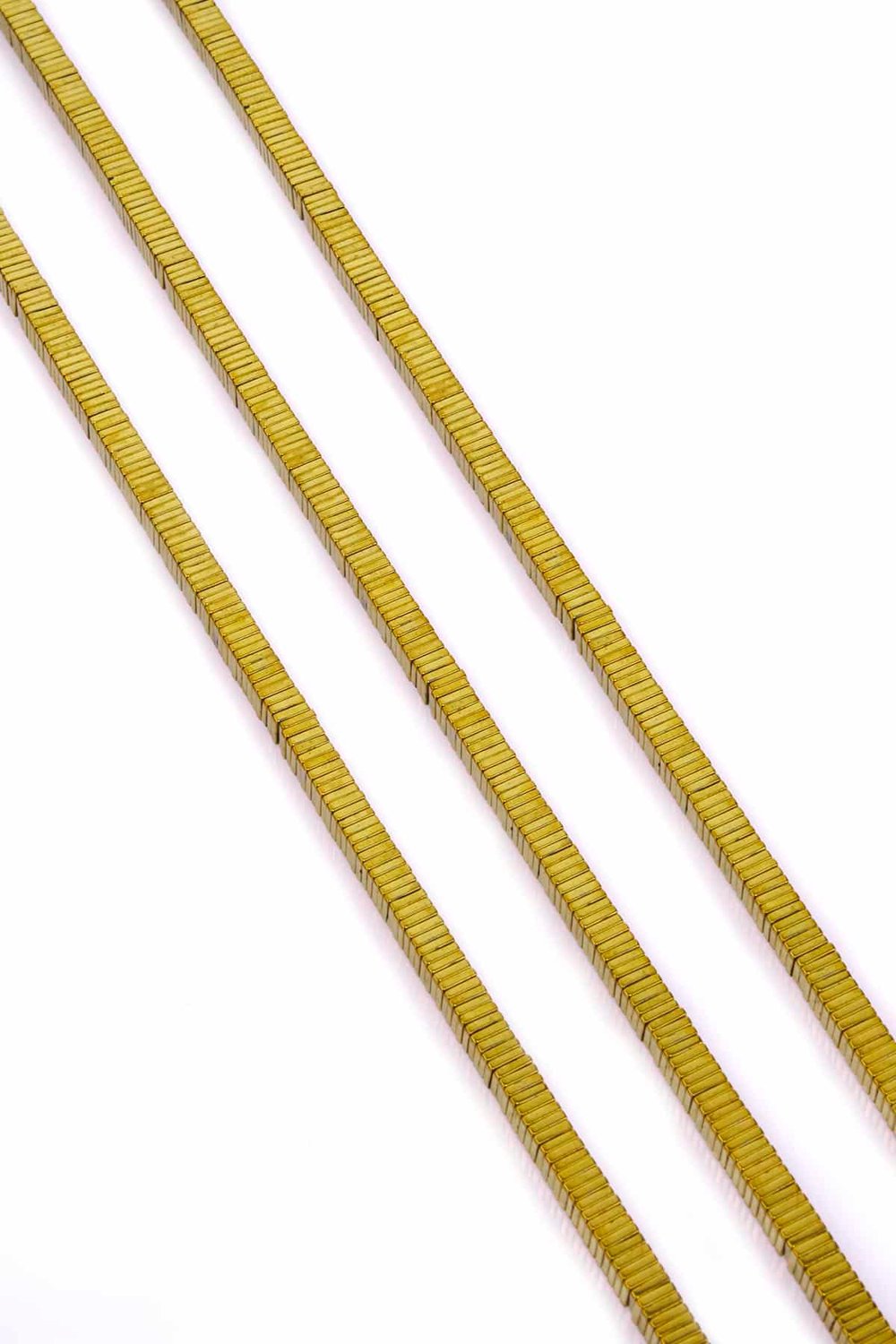 Hematite Natural Stone Shiny Gold Square Dore Cut 4x1mm String Of Beads