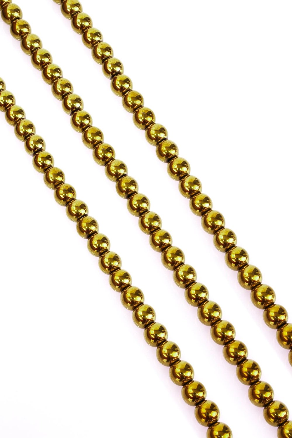 Hematite Natural Stone Shiny Gold Globe Cut 8mm String Of Beads