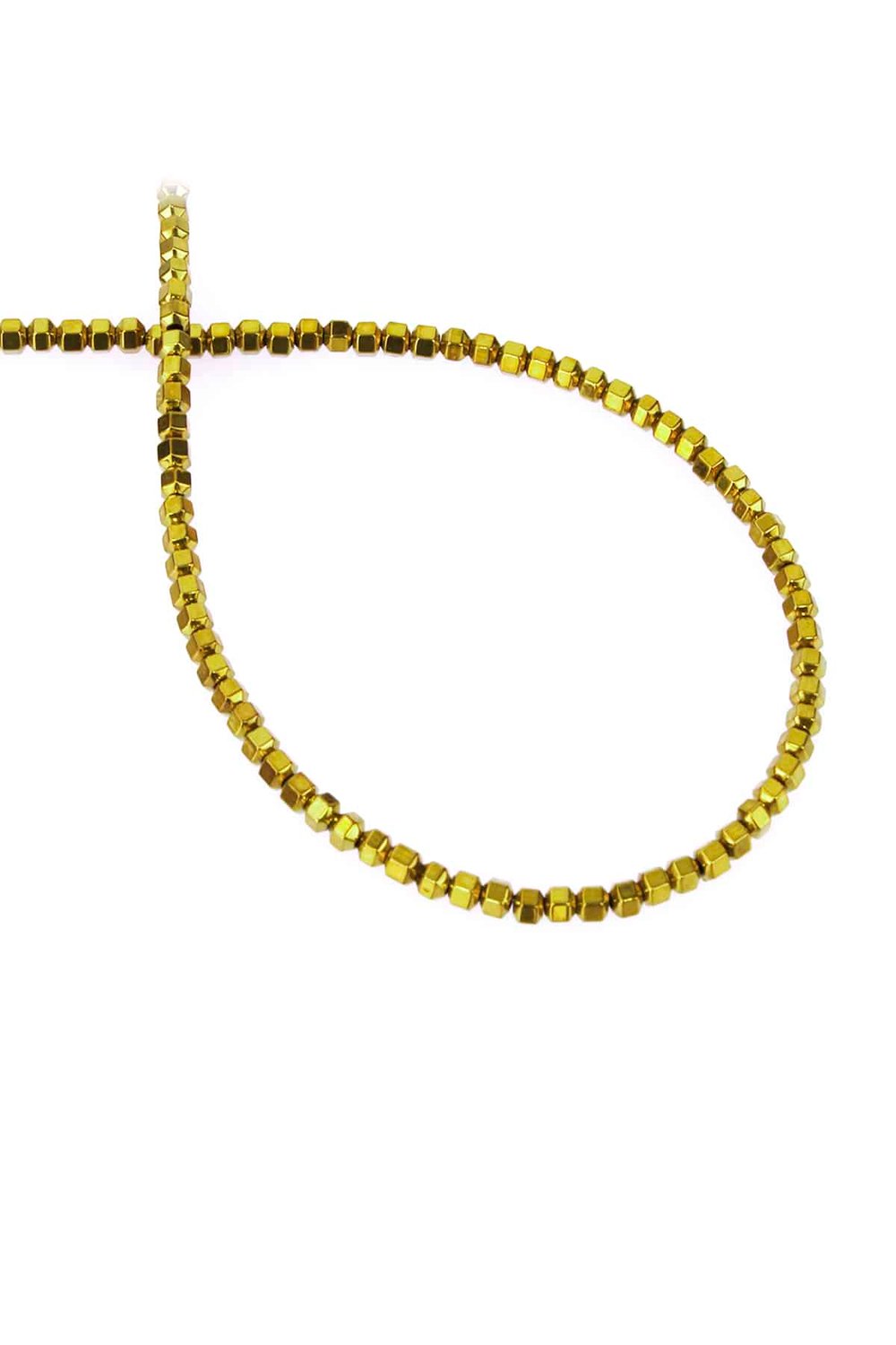 Hematite Natural Stone Shiny Gold Special Cut 3x3mm String Of Beads
