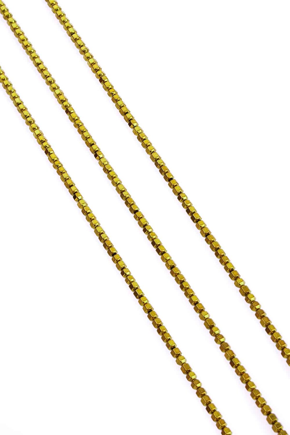 Hematite Natural Stone Shiny Gold Special Cut 3x3mm String Of Beads