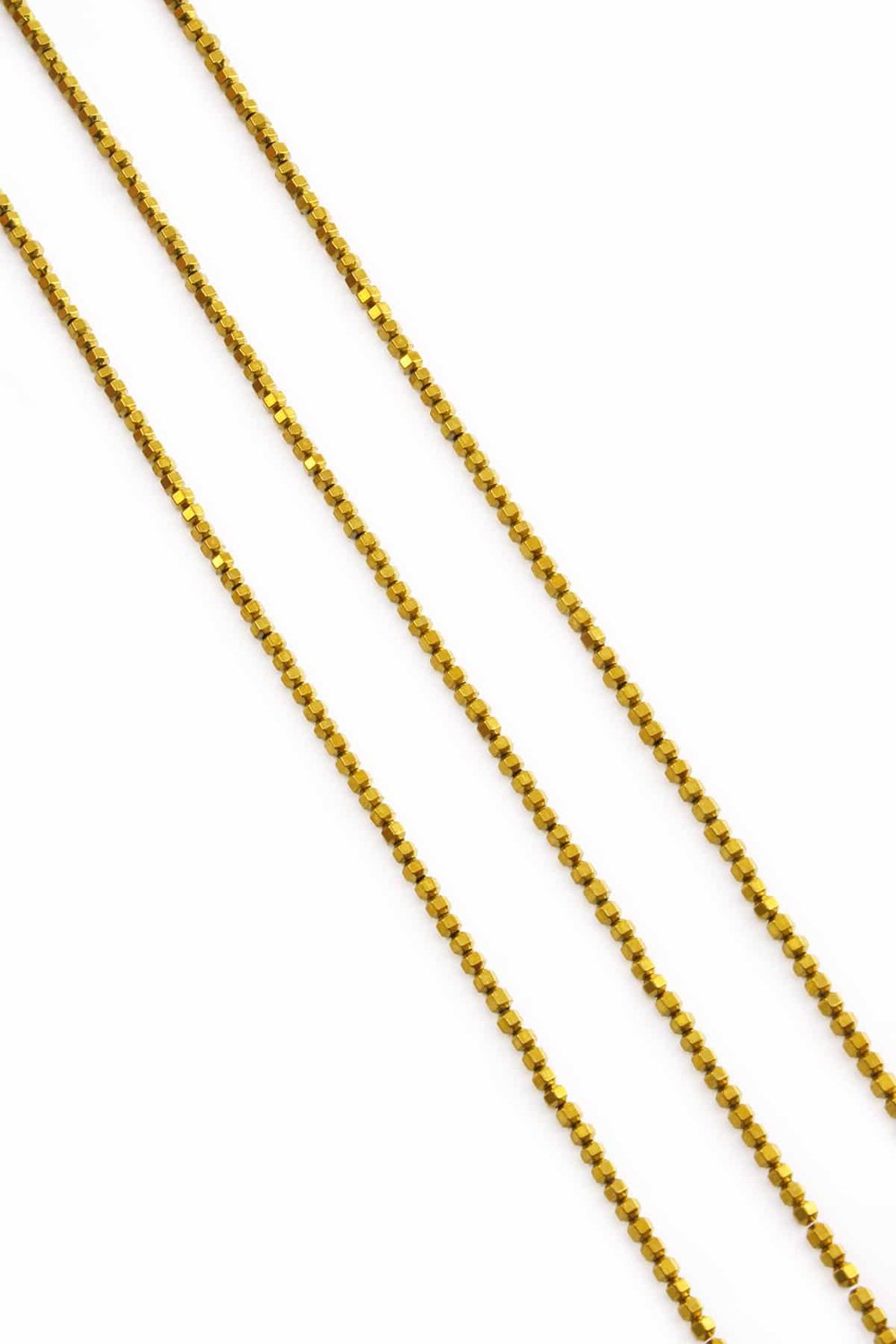 Hematite Natural Stone Shiny Gold Special Cut 2x2mm String Of Beads