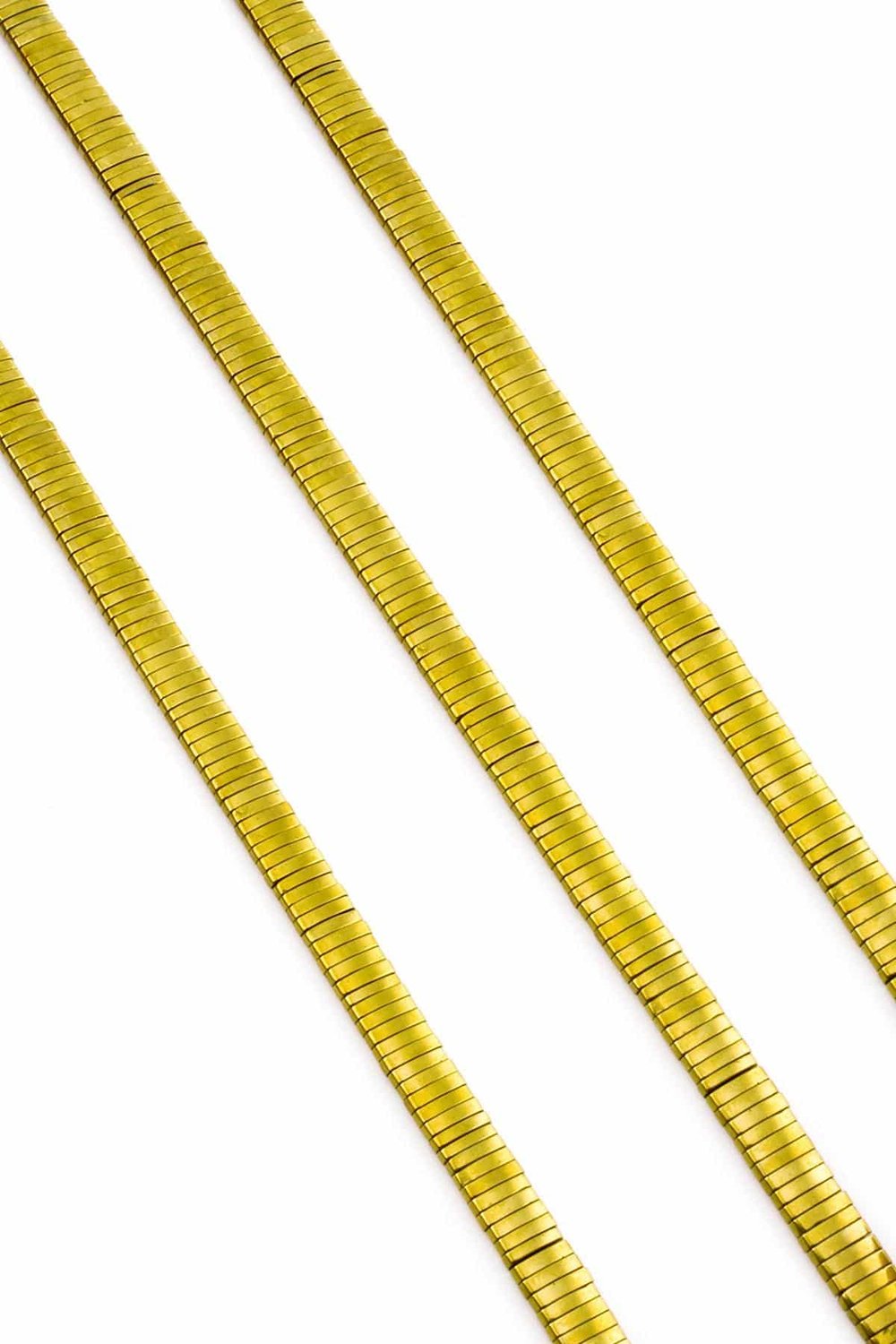 Hematite Natural Stone Shiny Gold Washer Cut Double Hole 5x1mm String Of Beads