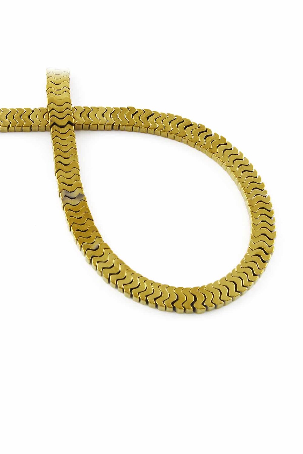 Hematite Natural Stone Shiny Gold Bat Cut 7x1mm String Of Beads