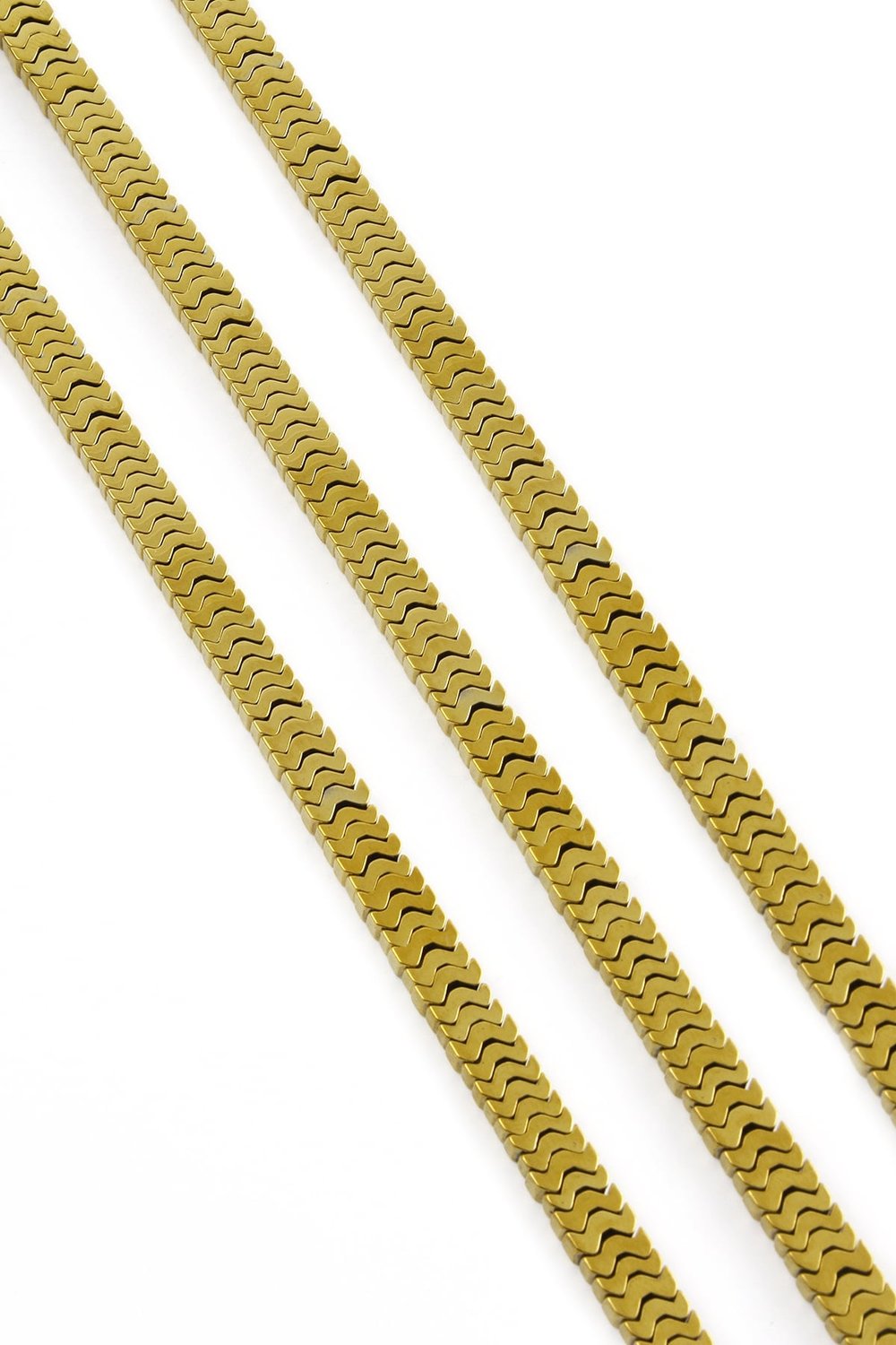 Hematite Natural Stone Shiny Gold Bat Cut 7x1mm String Of Beads