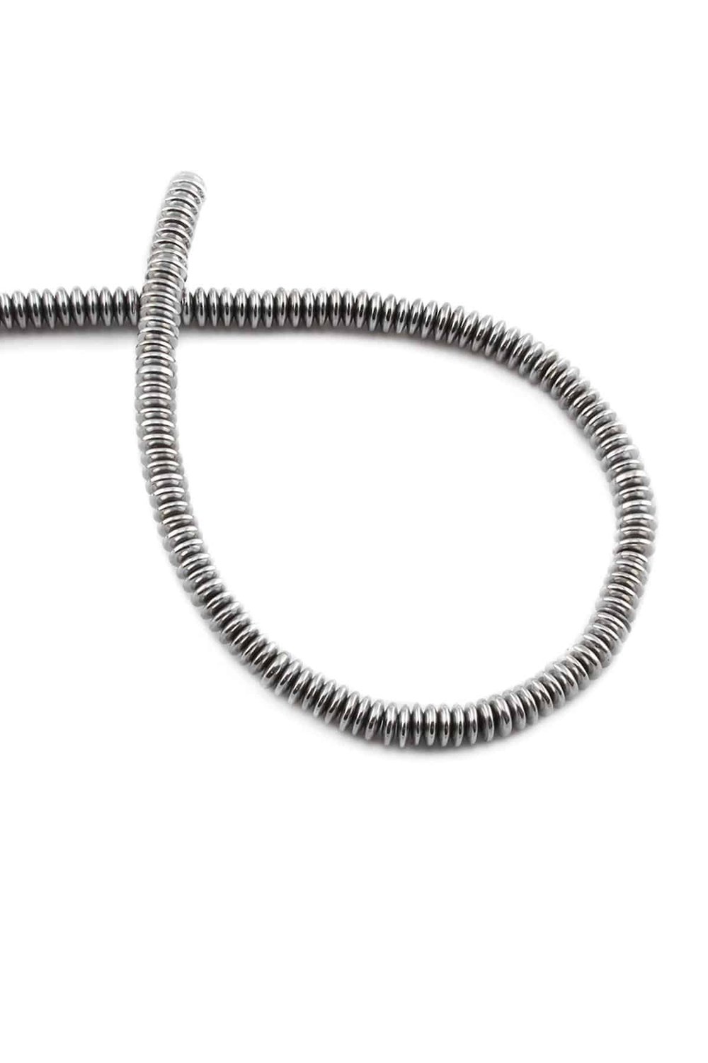Hematit Taşı Rondela Kesim Parlak Gümüş 4x1mm Doğal Taş Dizi