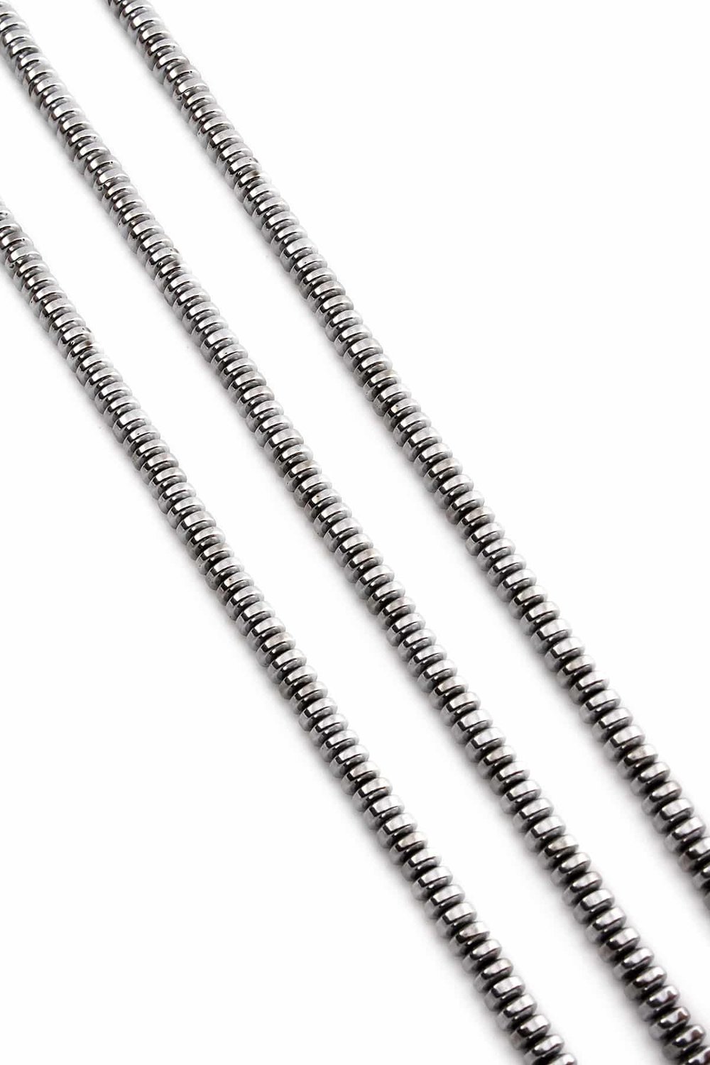 Hematite Stone Rondelle-Cut Shiny Silver 4x2mm Bead Strand