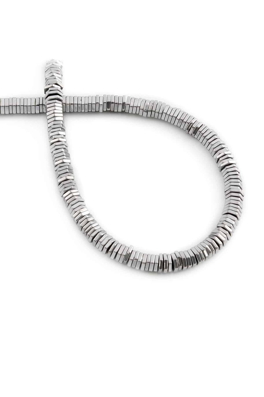Hematite Natural Stone Shiny Cylinder 5x1mm String Of Beads