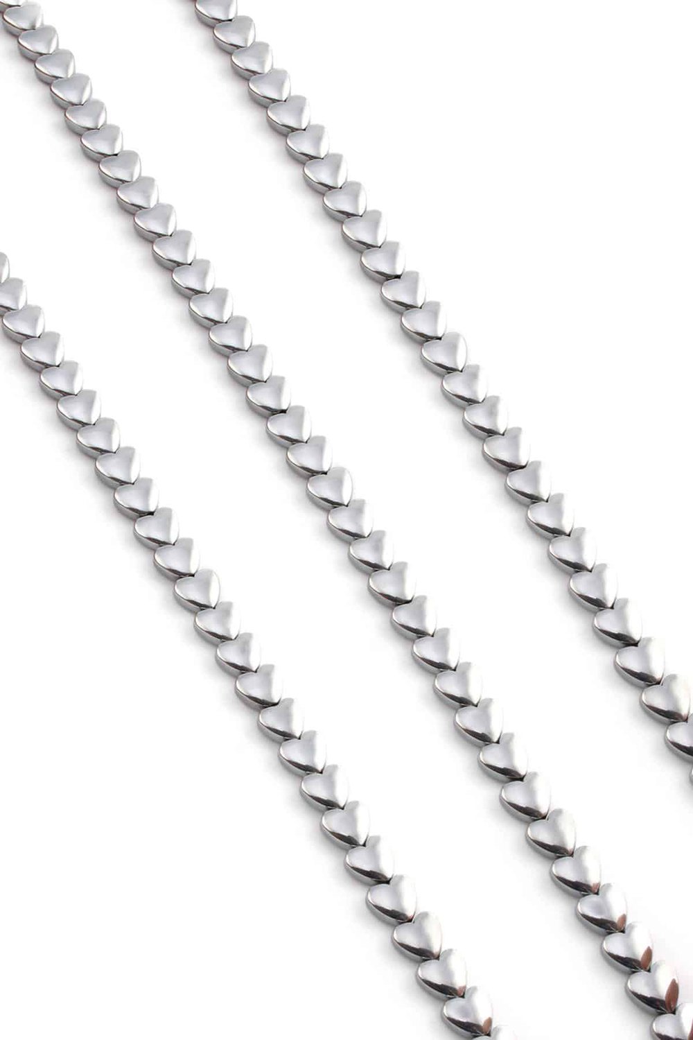 Hematit Taşı Kalp Kesim Parlak Gümüş 6mm Doğal Taş Dizi