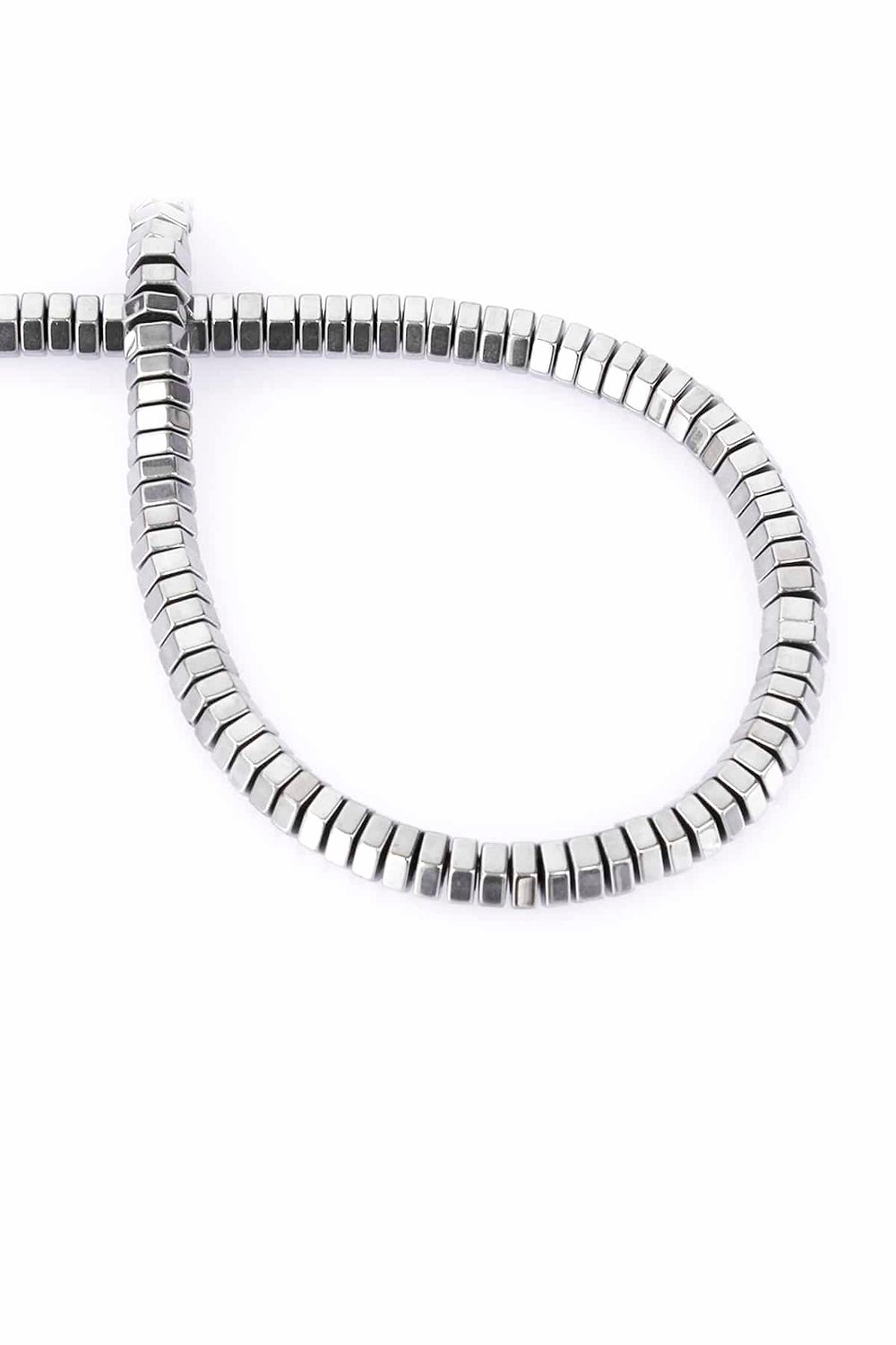 Hematit Taşı Altıgen Kesim Parlak Gümüş 6x2mm Doğal Taş Dizi