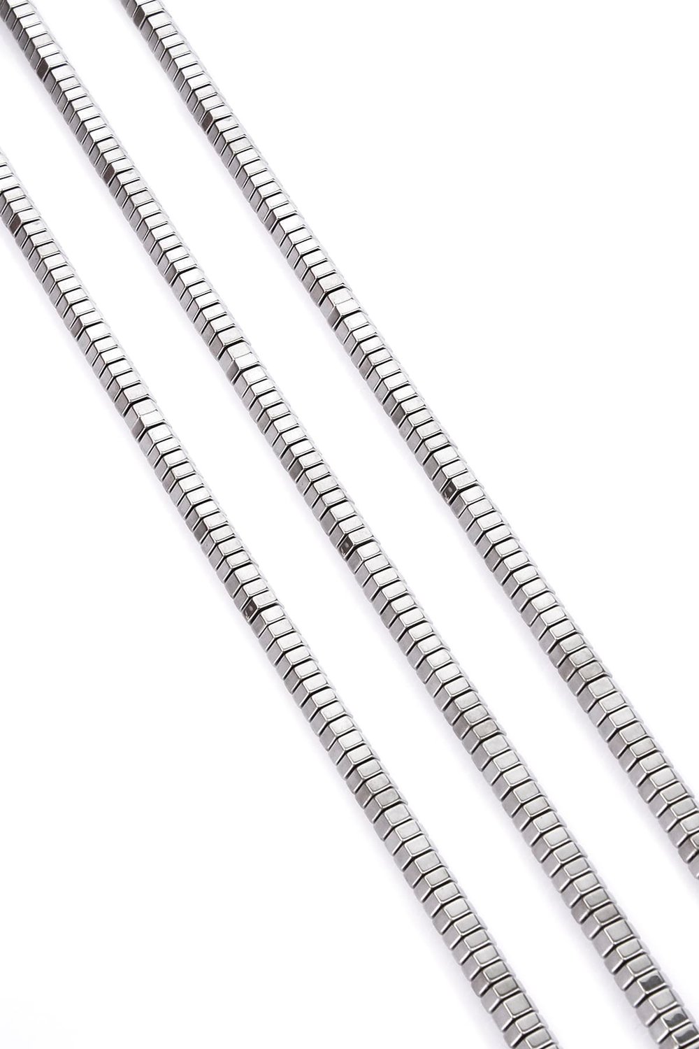 Hematit Taşı Altıgen Kesim Parlak Gümüş 6x2mm Doğal Taş Dizi