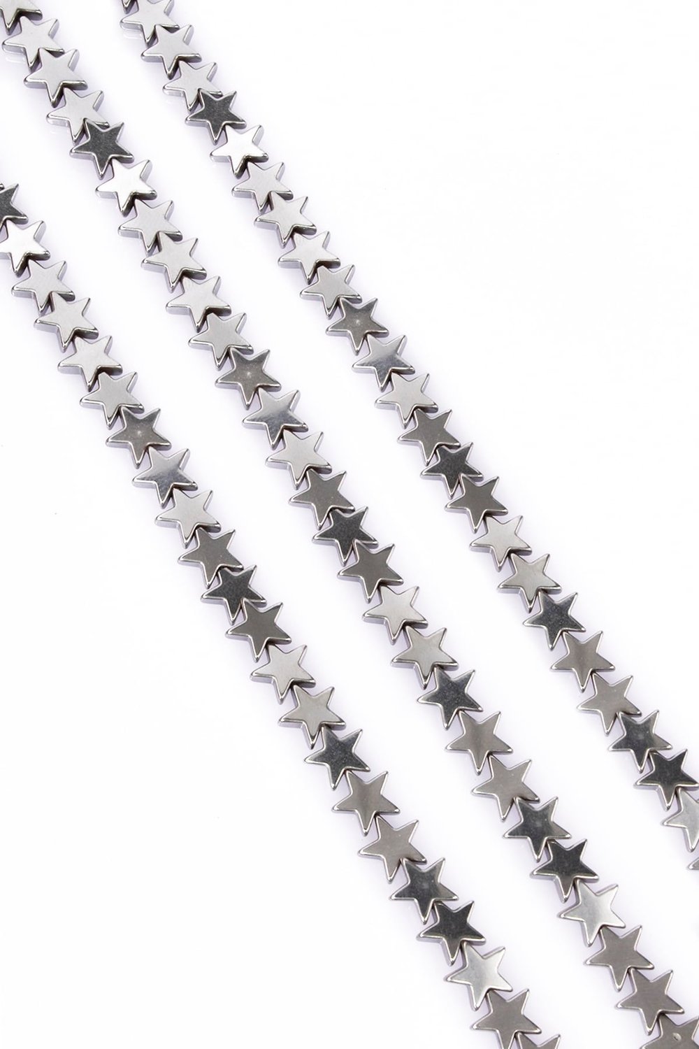 Hematit Taşı Yıldız Kesim Parlak Gümüş 8mm Doğal Taş Dizi