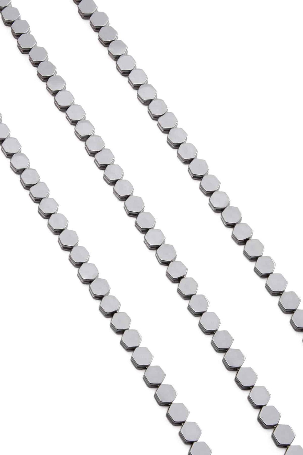 Hematit Taşı Altıgen Kesim Parlak Gümüş 5x5mm Doğal Taş Dizi