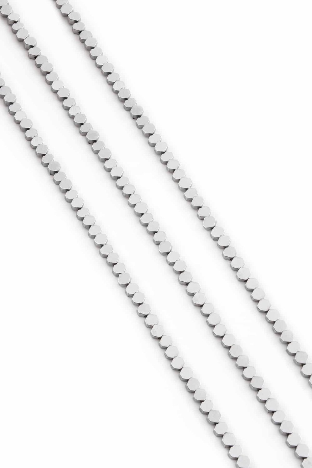 Hematit Taşı Yassı Kesim Parlak Gümüş 4x4mm Doğal Taş Dizi