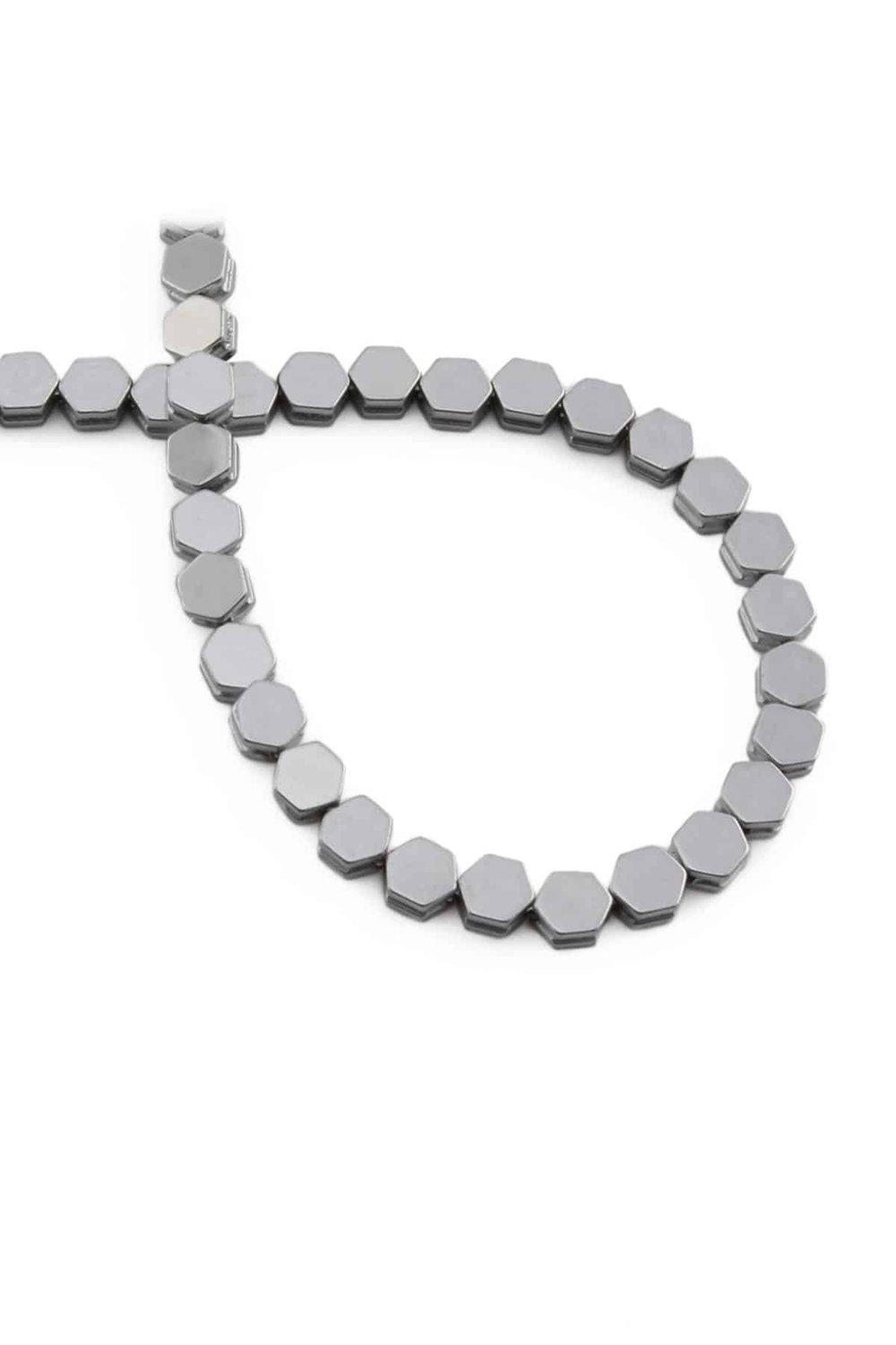 Hematit Taşı Altıgen Kesim Parlak Gümüş 5x5mm Doğal Taş Dizi