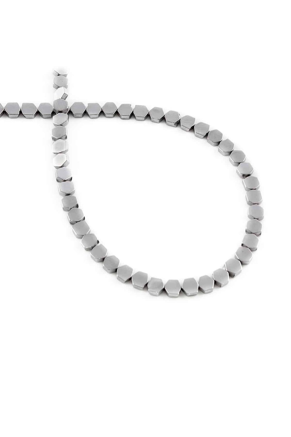Hematite Natural Stone Shiny Cylinder Hexagon Cut 3x3mm String Of Beads