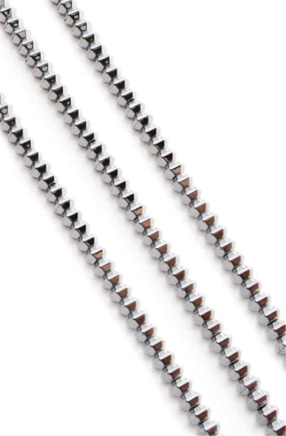 Hematite Natural Stone Shiny Cylinder Hexagon Cut 6x4mm String Of Beads
