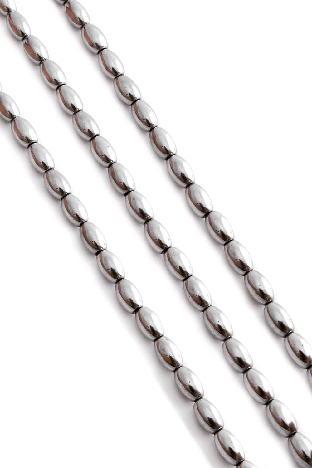 Hematite Natural Stone Shiny Cylinder Barley Cut 5x8mm String Of Beads
