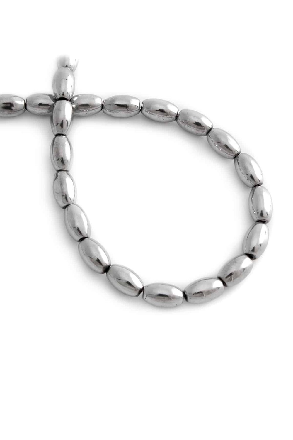 Hematite Natural Stone Shiny Cylinder Barley Cut 5x8mm String Of Beads