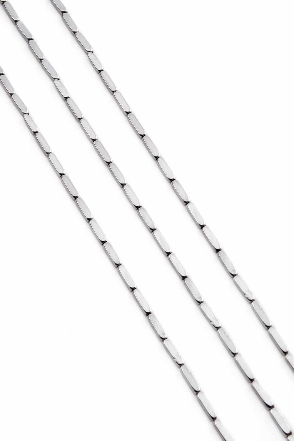 Hematite Natural Stone Shiny Cylinder Dished Rectangular 2x8mm String Of Beads