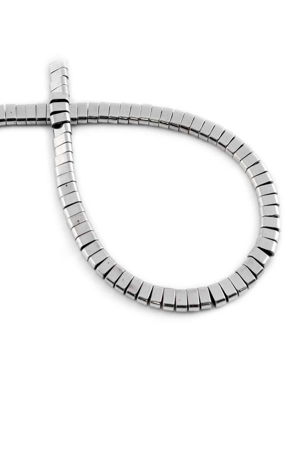 Hematite Natural Stone Shiny Cylinder Double Hole 4x2mm String Of Beads